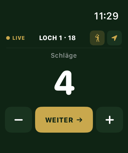 Apple Watch: Schlagzähler mit Minus, Weiter und Plus
